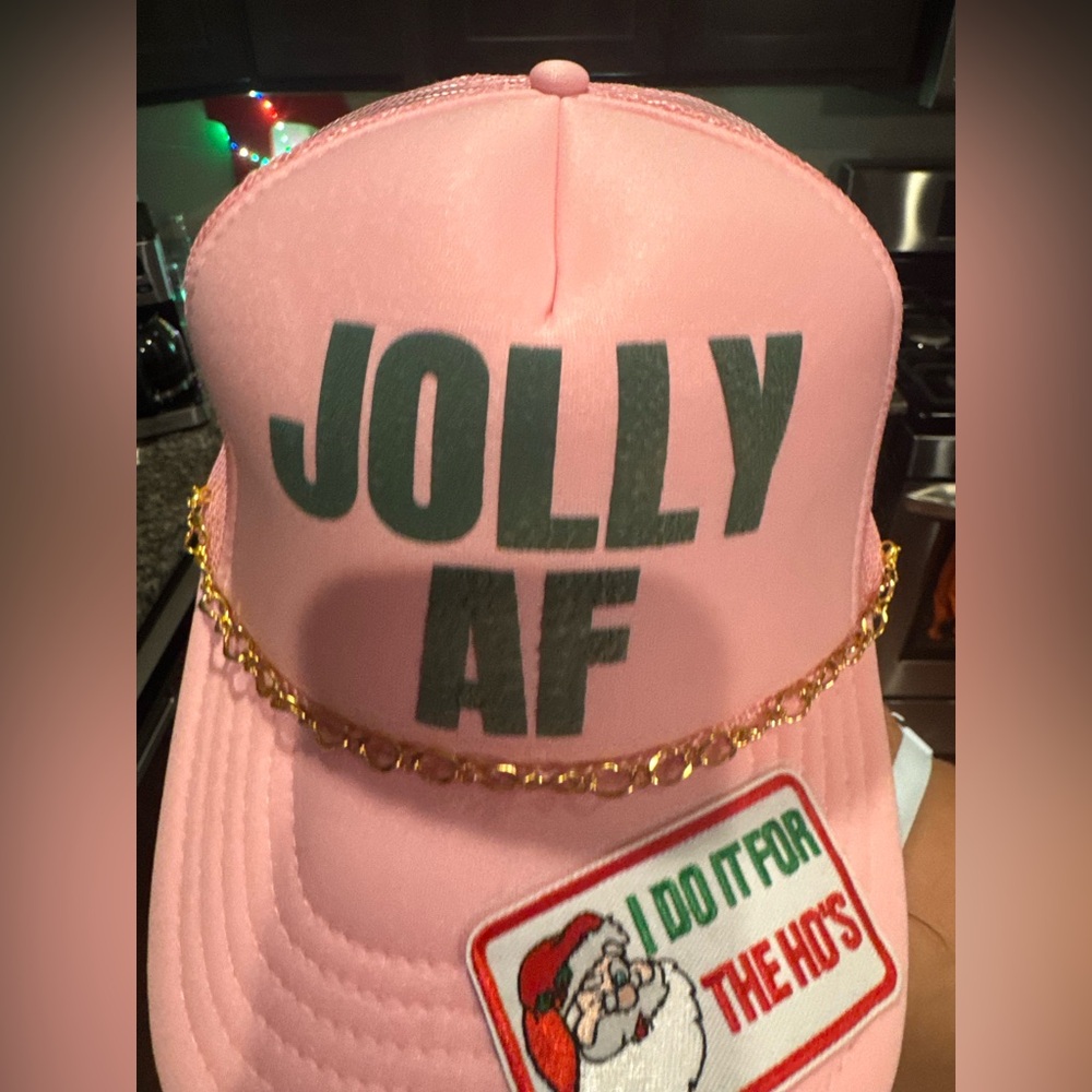Pink Jolly AF Cap with Gold Chain